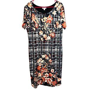 Est.1946 Floral & Plaid Short-Sleeve A-Line Dress XL Made In Vietnam